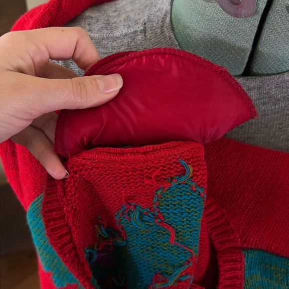 Vintage 90s Funky Nature Deer Colorful Textured Woodland Oversized Knit Sweater - Picture 9 of 10